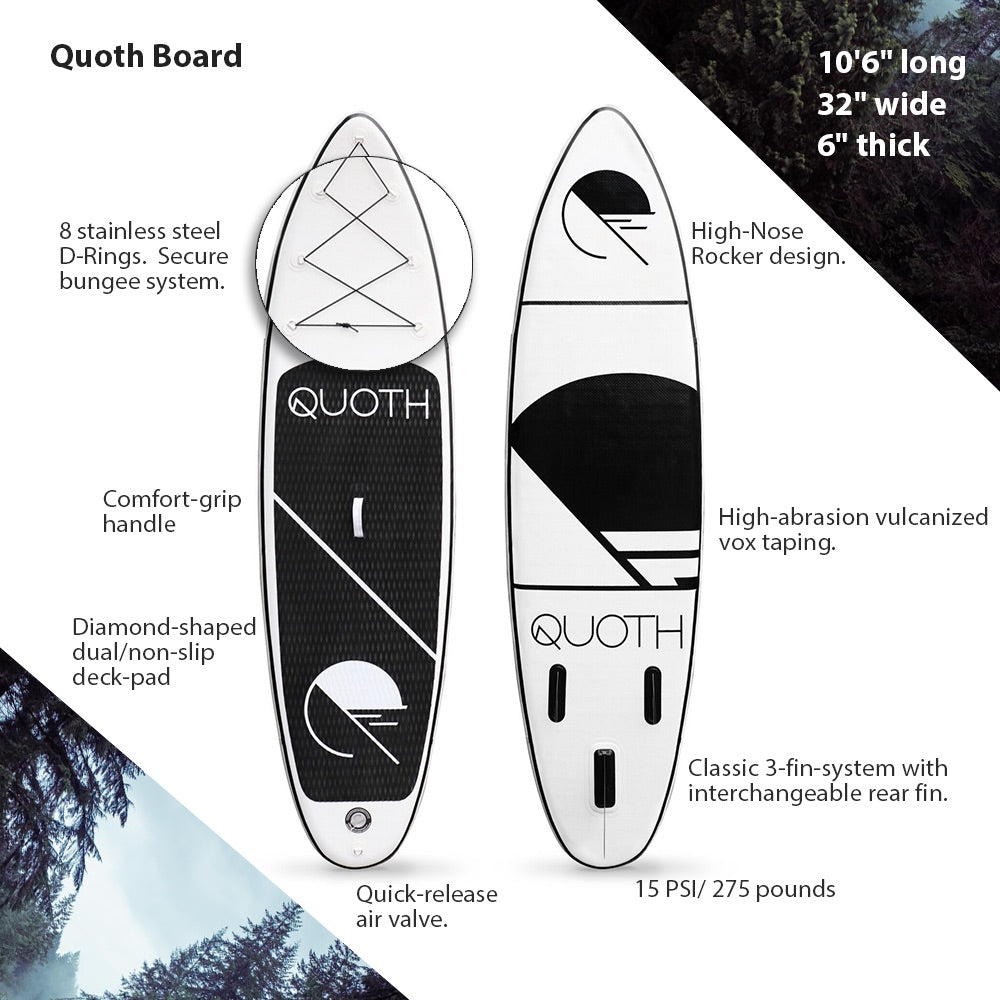 QUOTH LIFE INFLATABLE PADDLE BOARD KIT 10'6