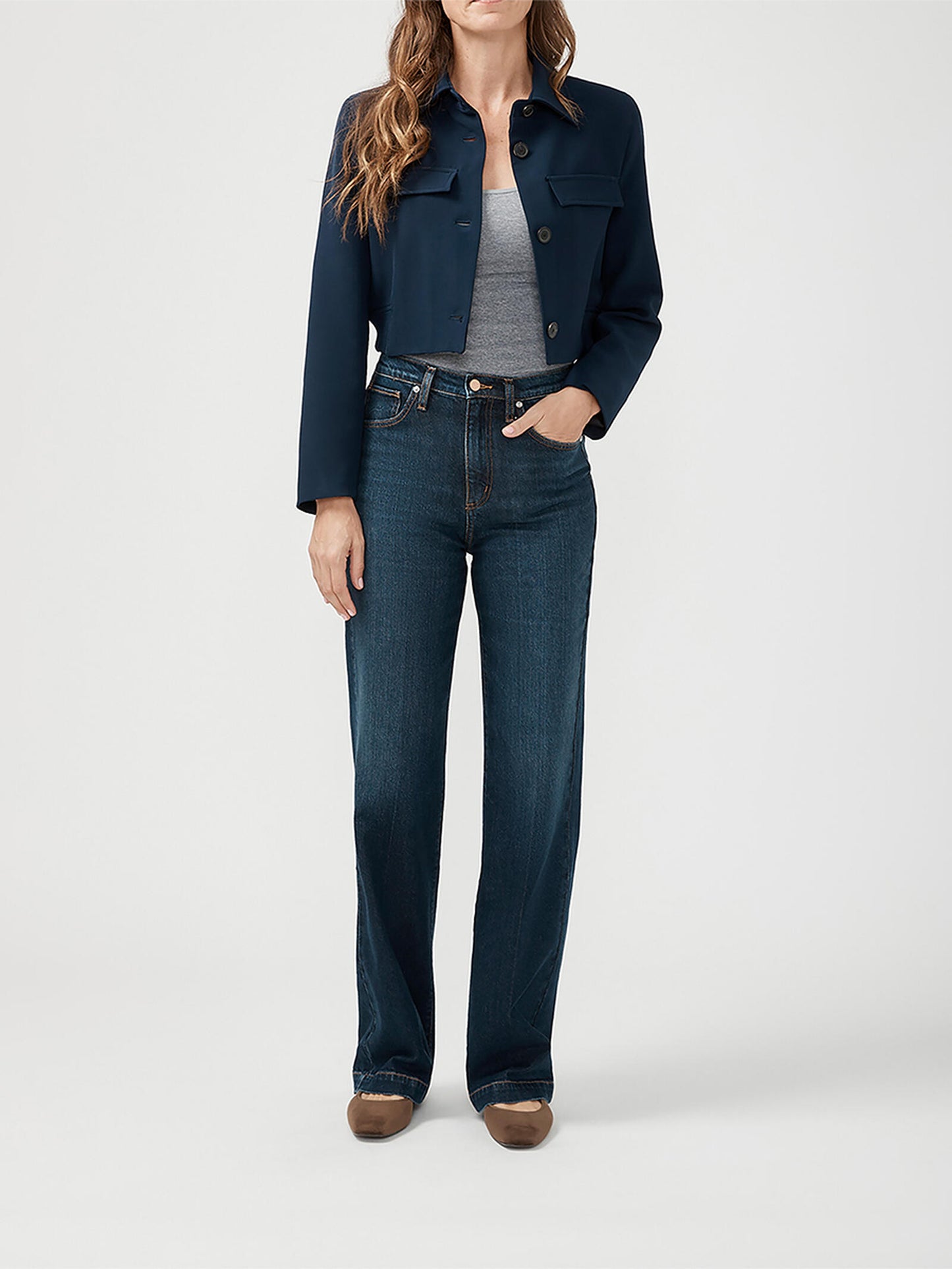 Silver Highly Desirable High Rise Trouser Leg Jeans