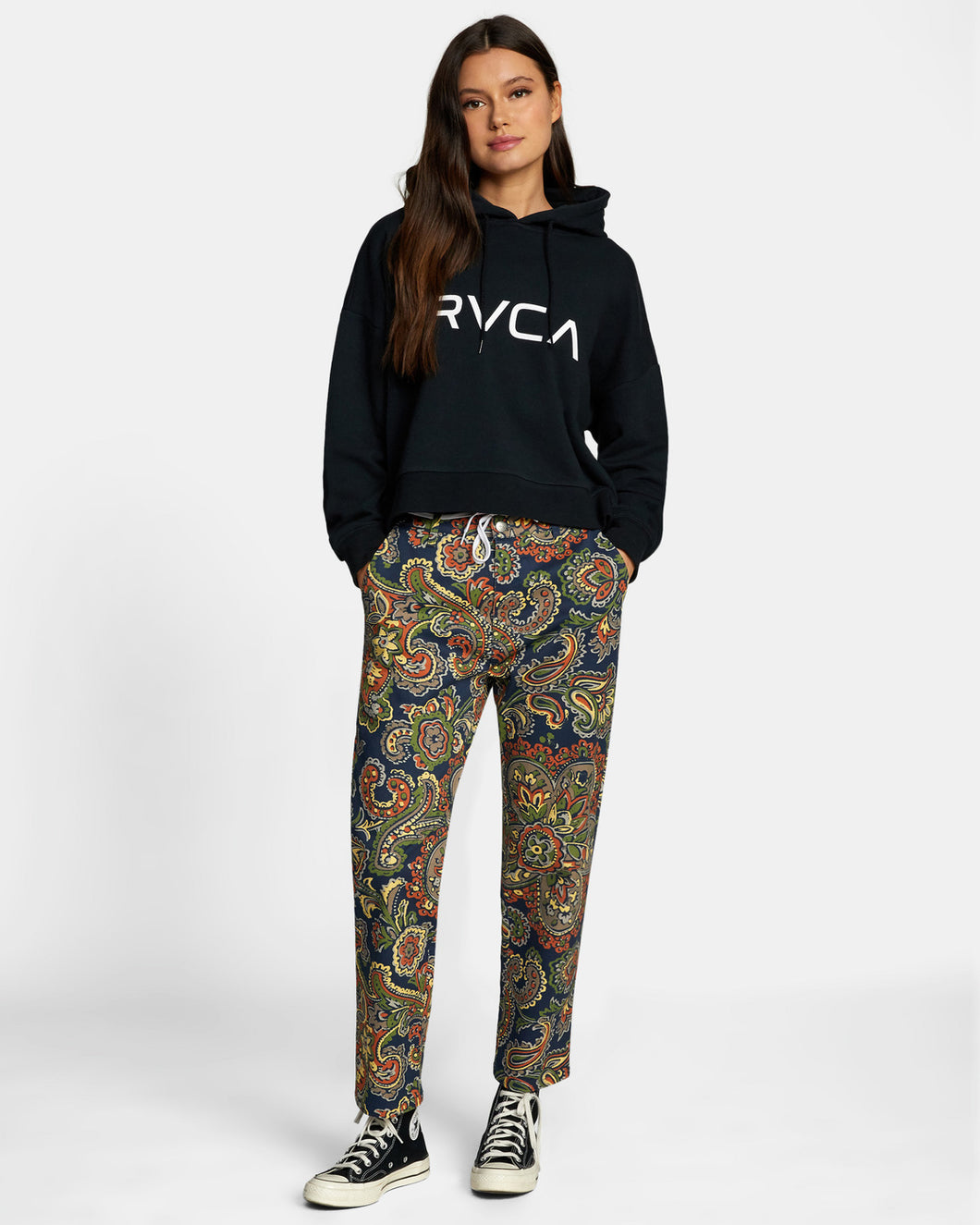 RVCA WOMENS BIG RVCA CROPPED HOODIE