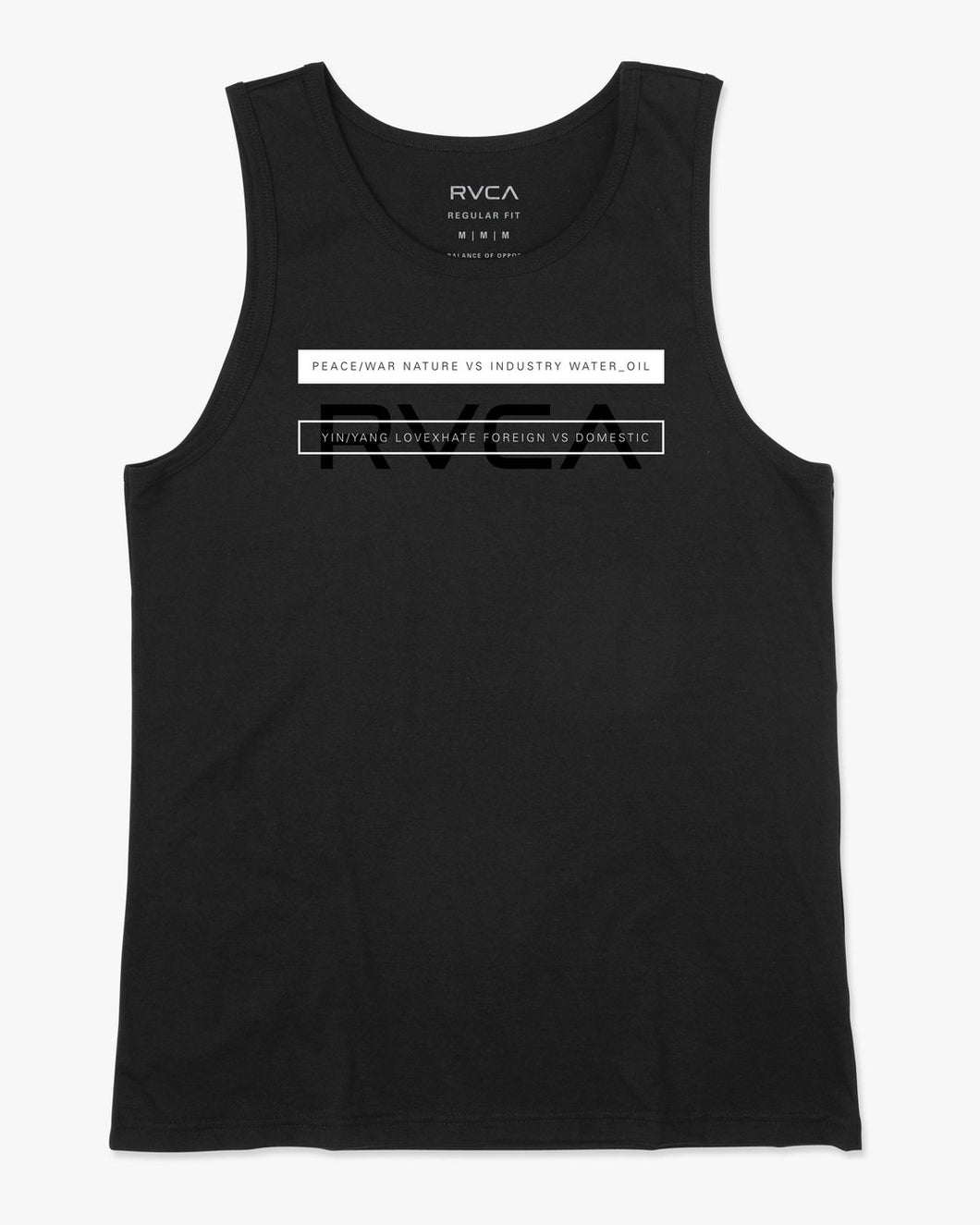 RVCA MENS TWO BAR TANK TOP