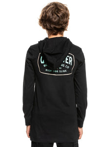 QUIKSILVER BOY SIZE 8-16 HIGH CLOUD L/S HOODED TEE
